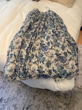 Blue Floral Lehenga with Pleated Silhouette